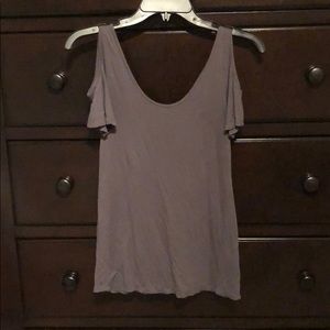 Gray Off The Shoulder Top